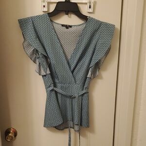 Papermoon Blue Chevron Wrap Blouse